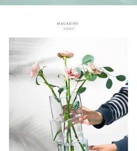 Jarrón de vidrio irregular desalineado hecho a mano para arreglos florales hidropónicos.