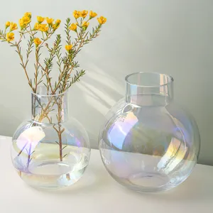 Nordic minimalist iridescent glass vase aurora laser flower arrangement home decor main item