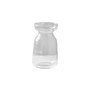Mini clear glass vase for flower arrangement, elegant table centerpiece hydroponic pot.