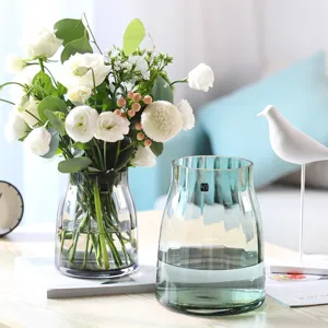 Jarrón de vidrio transparente minimalista moderno para arreglos florales, elegante decoración.