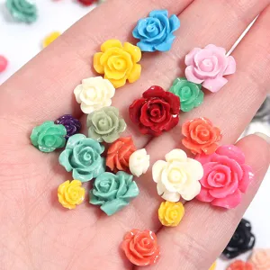 Colorful 3D resin camellia flower loose beads for jewelry making DIY phone case accessories