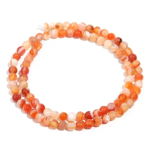 Oranje gestreepte agaat kralenstreng detail, natuursteen DIY sieraden maken accessoires.