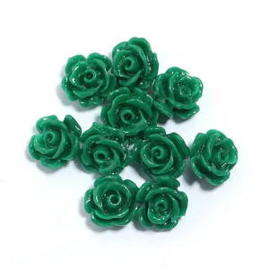 Green resin rose camellia cabochons loose beads for DIY phone case craft accessories