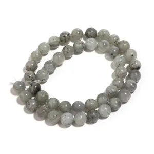 Natürliche Labradorit Rundperlen, weiße Mondstein lose Edelsteine für DIY Schmuck Detail.
