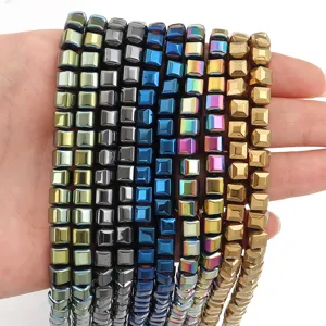 Electroplated Hematite Faceted Cube Loose Beads Multicolor Faceted Square Spacer Strand Beads For DIY Bracelet Necklace Jewelry Making Wholesale