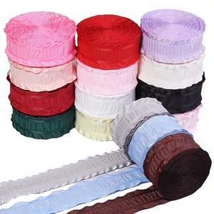 Gefälteltes Band Rüschen Borte für Geschenkverpackung Blumenstrauß DIY Handwerk Haar Zubehör