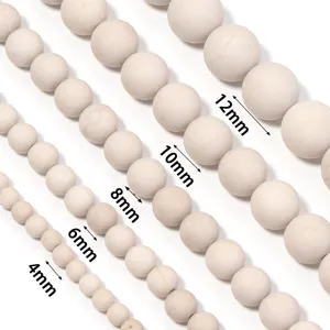 Natural white fossil stone round beads loose beads for DIY handmade bracelet jewelry making supplies
