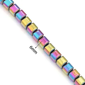 6mm Colorful Square Hematite Loose Beads DIY Bracelet Jewelry Making Accessory