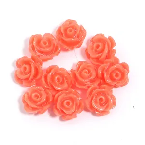 Resin camellia flower loose beads, pink 3D floral charms for DIY jewelry making and phone cases.