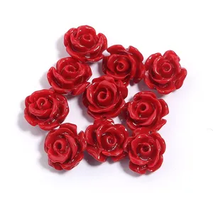 3D resin red rose camellia loose beads DIY jewelry making bracelet phone case accessories