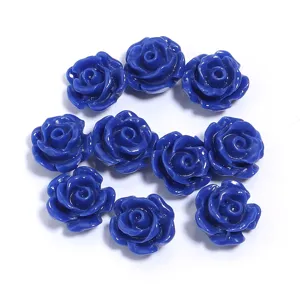 Blue 3D resin camellia flower loose beads for jewelry making phone case and garment accessories