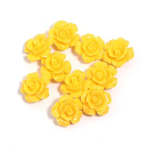 Yellow 3D resin camellia flower cabochons for DIY phone case jewelry craft accessories