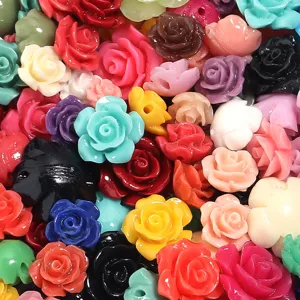 Colorful 3D resin camellia flower beads loose charms for DIY jewelry bracelet phone case