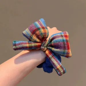 Elastico per capelli a quadri colorati per donne, accessorio per acconciature alla moda.