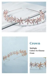 Roségold Metall Blume Strass Haarreif für Damen, elegante Braut Haaraccessoire Krone.