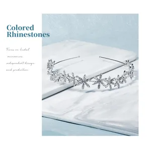 Exquisites silbernes Metall Blumen Strass Stirnband für Braut und tägliches Haarzubehör
