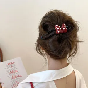 Leuke rode stippen strik haarspeld voor vrouwen modieuze stijlige haaraccessoire voor dagelijks