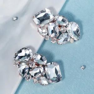 Elegant crystal rhinestone shoe clips for bridal wedding shoes detachable DIY decorative buckle.