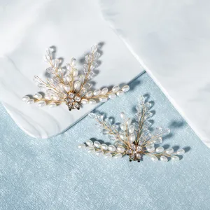 Handmade pearl crystal shoe clips bridal wedding shoe accessories decorative shoe buckles.