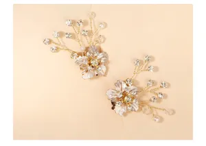 Braut Kristall Blume Schuh Clips für High Heels, elegante Perlen Strass Schuhdekoration.