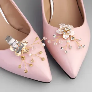 Braut Perlen Strass Blumen Schuhclips für High Heels, elegante Legierung Schuh Dekorationen.