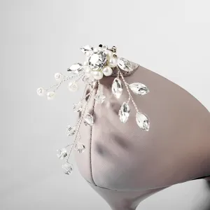 Luxurious bridal crystal pearl shoe clip detachable rhinestone footwear decor