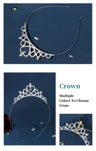 Kids crystal crown headband girls rhinestone tiara princess hair accessory for party dance.