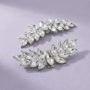 Sprankelende kristallen blad schoenclips zilverkleurige metalen strass schoenaccessoires dames