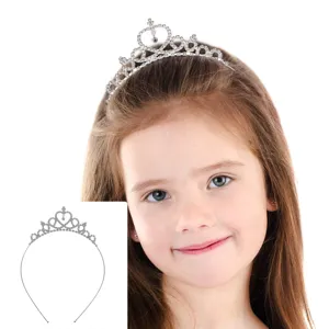 Kids Copper Claw Chain Rhinestone Crown Headband Cute Girls Heart Princess Headwear For Performance Dance Wedding Jewelry