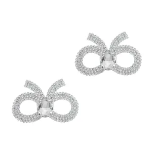 Sparkling rhinestone bow shoe clips, elegant metal alloy upper decorative shoe buckles.