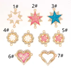 Zirkon Opal Stern Herz Doppelschlaufe DIY Schmuck Anhänger Metall Zubehör für Halskette