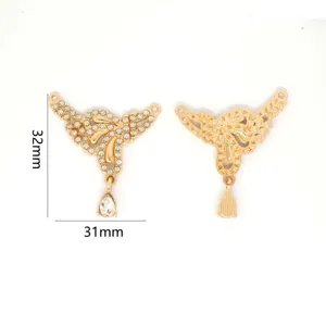 Ciondolo collare strass lega oro accessorio gioielli fai da te, dettaglio 32x31mm.