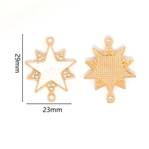 Vergoldete Stern Doppelring Anhänger mit Opal und Zirkonia für DIY Schmuckherstellung.