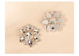 Rhinestone shoe clips detail view, sparkling crystal bridal shoe flower accessories.