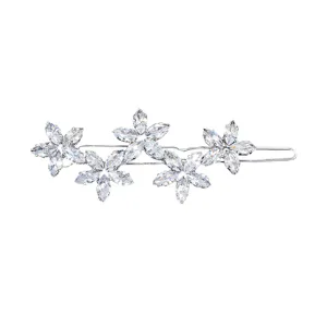 Sparkling crystal floral hair clip elegant rhinestone bobby pin for wedding bridal party