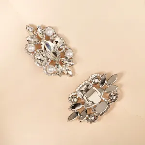 Sparkling rhinestone pearl shoe clips detachable shoe buckles for women wedding decor