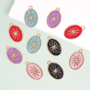 Ciondolo Ovale Vintage in Lega di Zinco Smalto Stella Cuore Fai-da-te Collana Bracciale Orecchino Accessori per Gioielli da Donna