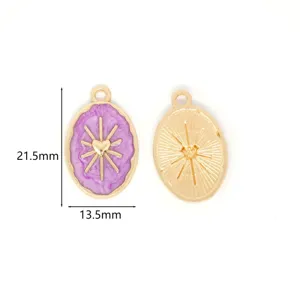 Ciondolo ovale con stella e cuore in lega chic per accessori bracciale collana fai da te.
