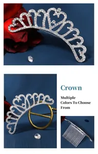 Rhinestone tiara hair comb sparkling crystal bridal crown wedding hair accessories detail.