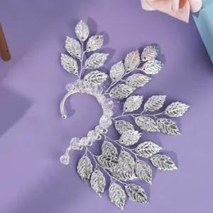 Retro elf oor manchet kristal blad bruid bruiloft feest oorbellen bos stijl sieraden