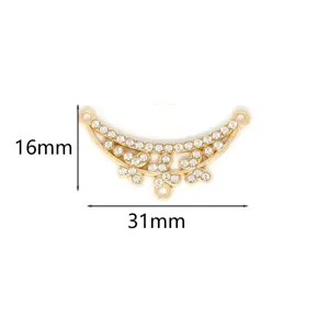 Connettore per gioielli strass curvo dorato ciondolo in lega DIY per collana e bracciale