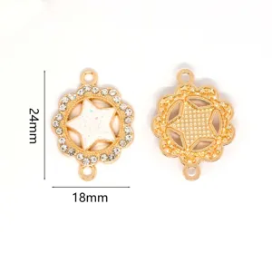 Stern doppelte Öse Anhänger Zirkon Opal DIY Schmuck Verbinder 24x18mm Großhandel Zubehör