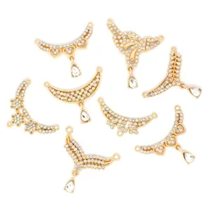Connettori pendenti goccia collana colletto curvo strass lega oro per creazione gioielli fai da te.