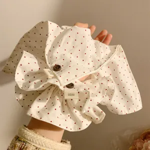 Stile coreano dolce bianco rosso pois scrunchie grande accessorio per capelli quadrati.