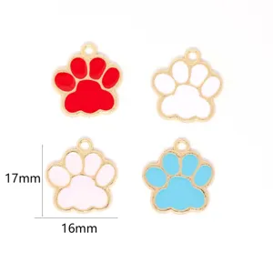 Cute cat paw enamel charm for DIY jewelry making, necklace and bracelet accessories detail.