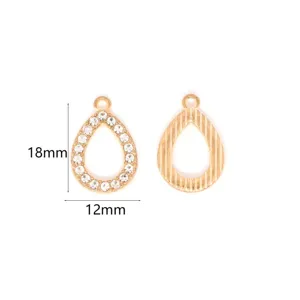 Gouden druppel strass hanger detail, geometrische legering bedel voor DIY sieraden accessoires.