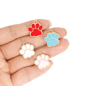 Cute cat paw enamel charms colorful metal pendants for DIY necklace bracelet jewelry making