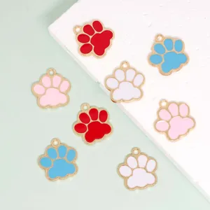 Cartoon Cute Cat Paw Enamel Charms Zinc Alloy Paw Print Pendants For DIY Necklace Bracelet Jewelry Making Accessories