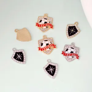 Ciondolo scudo strass calcio lega smalto sport collana borsa ciondolo gioielli accessori