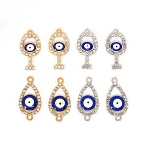 Evil eye rhinestone alloy pendant charms, blue enamel drop and wine glass DIY jewelry accessories.